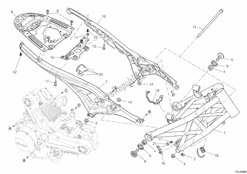 Alle onderdelen voor de Kader van de Ducati Monster 1100 EVO ABS 2013
